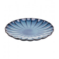 Prato 21cm Para Sobremesa De Cerâmica Scallop Azul  